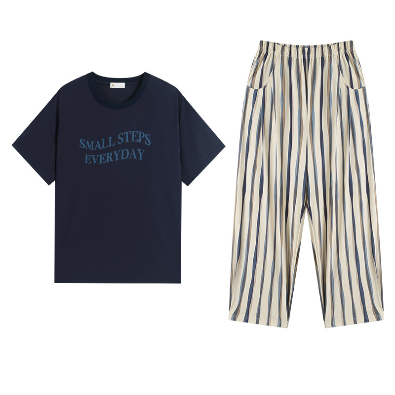 夏季柔软棉时尚情侣家居服套装