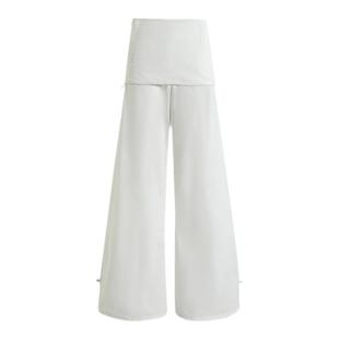 NAN假两件宽松显瘦袋鼠裤抽绳运动阔腿裙裤工装裤白色休闲裤长裤