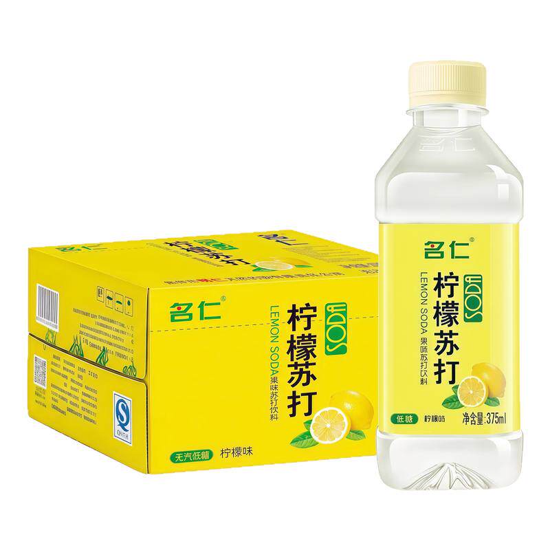 名仁柠檬苏打水375ml*24瓶饮用水