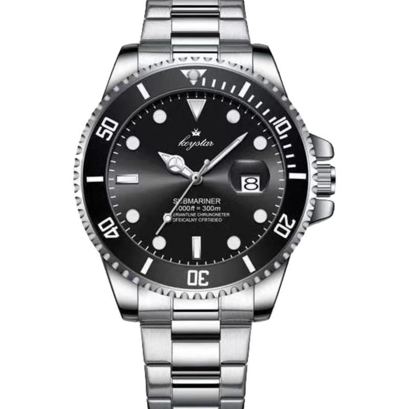 瑞士男款手表黑水鬼高档时尚钢带机械腕表商务日历夜光防水石英表