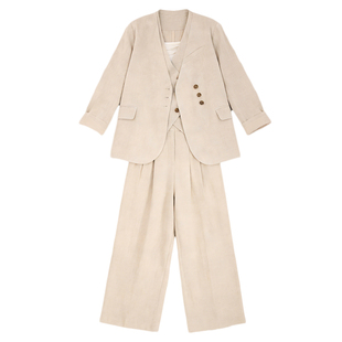 纯阅松弛感时髦老钱风亚麻2026新款外套女高级感宽松超火减龄套装