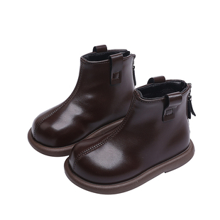 儿童加绒二棉复古短靴2025秋冬季新款英伦风保暖百搭学院风马丁靴