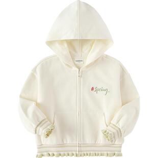 巴拉巴拉童装儿童外套女童春装字母绣花连帽针织上衣时尚甜美文艺