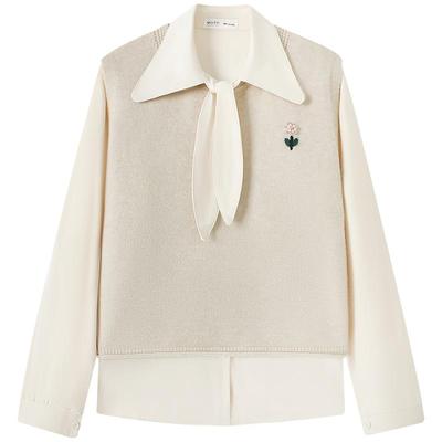 慕兔小个子长袖衬衫马甲背心套装