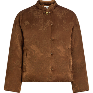 QS秸熙2025冬新款气质轻国风新中式立领羽绒服设计感提花保暖外套