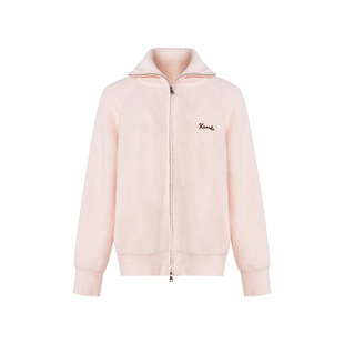 刘些宁同款 Kroche 双头拉链设计 撞色链条绣宽松毛衣开衫外套