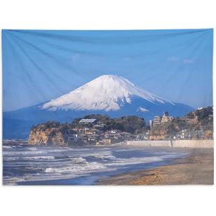 富士山秋天田野ins窗户超大背景布卧室床头挂布租房宿舍装饰墙布