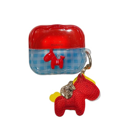 新年耳机保护壳红色马