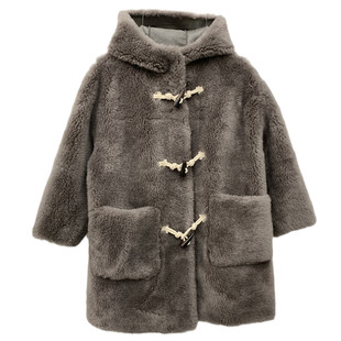 拓伴100%全羊毛女童皮毛一体外套中大儿童大衣羊羔剪绒皮草冬装新