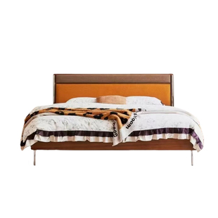 中古风实木床政府补帖1米8双人大床2025新款佛山包豪斯高端主卧床