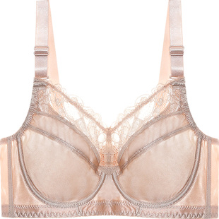 大胸显小大码文胸薄款红色全大罩杯胖mm胸罩本历年女士超薄内衣