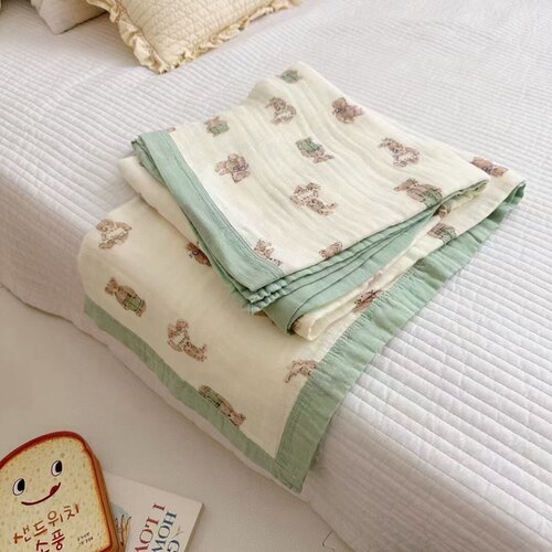 婴儿春夏季空调被盖毯4层8层冷感毯毛巾被大尺寸童被竹棉纱布浴巾