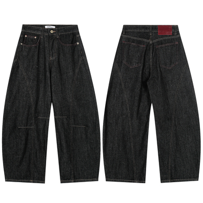 弯刀廓形解构原色复古牛仔裤