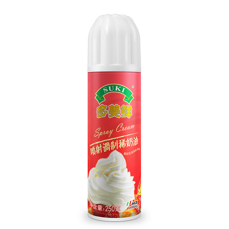 多美鲜喷射奶油喷罐250g意大利进口即喷即食动物奶油烘焙蛋糕雪顶