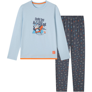 SCHIESSER舒雅童装男童中小童棉质企鹅印花睡衣家居服套装25345H