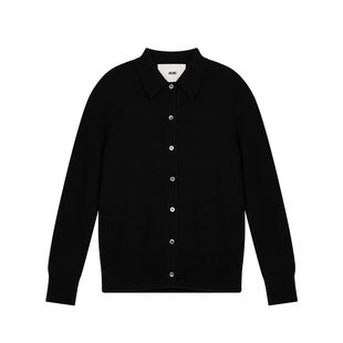 440ME女装 25秋季新品翻领长袖衬衫优雅开衫静奢羊毛衫FDFW0378K