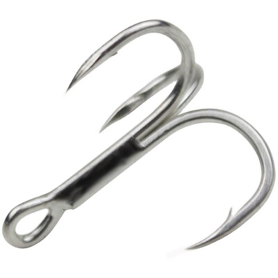 碳钢远投路亚三本钩碳钢血槽镀锡鹰嘴鱼钩鲢鱼翘嘴白条鳜鱼三锚钩