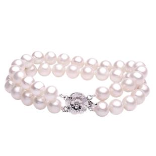 轻奢时尚双排天然珍珠手链女正品强光多层简约通勤百搭新款高级感