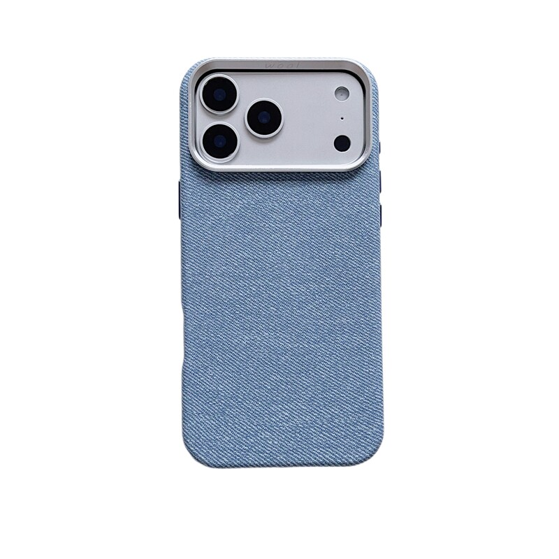 适用iphone17/16pro手机壳银灰亚麻布苹果17promax高端皮革新款15保护套大孔14时尚网红13男女商务17air极简