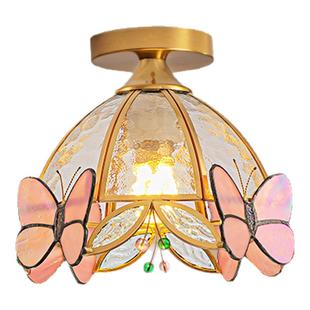 新款轻奢法式田园中古风小吸顶灯走廊过道入户玄关楼梯阳台吸顶灯