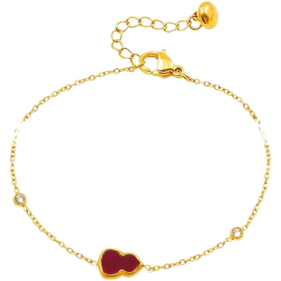 【钛钢不掉色】聚金福禄红色葫芦新中式爆闪小钻高级百搭闺蜜手链