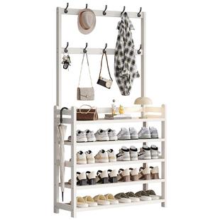 简易鞋架家用门口多层鞋柜衣帽架一体挂衣架多功能置物架租房好物