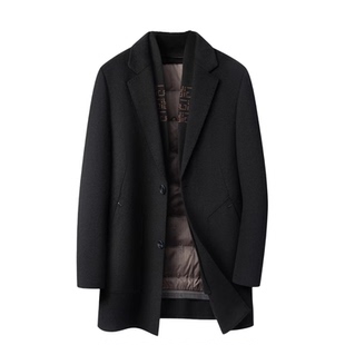 双面绒大衣男士中长款西装式羽绒内胆高端男装冬季加厚羊毛呢外套