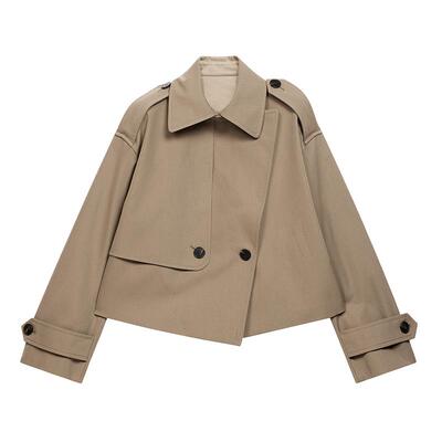 blueerdos翻领短款风衣外套