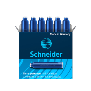 德国Schneider施耐德钢笔墨囊墨水墨胆非碳素蓝色可擦黑色蓝黑色2.6mm口径小学生三年级钢笔墨囊欧标通用替换