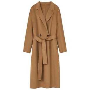 LANCY/朗姿2025冬新款羊毛羊绒桑蚕丝双面呢西装领毛呢大衣外套女