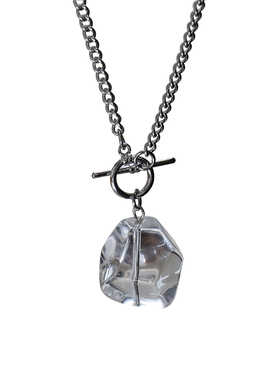 原创天然白水晶原石不规则项链