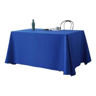 纯色会议桌布长方形办公活动加厚布艺宝蓝色定制桌套展会地推桌布