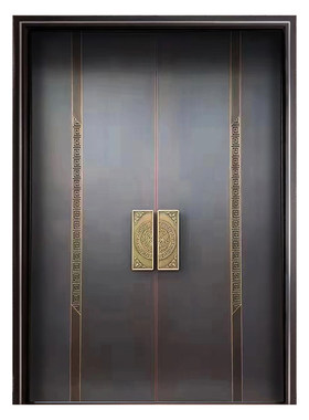 铜门高端别墅大门自建房新中式双开门子母门现代简约风入户门定制