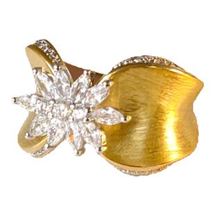 可叠戴设计师风格浮夸风戒指大颗巴洛克小众高级复古风锆石拉丝