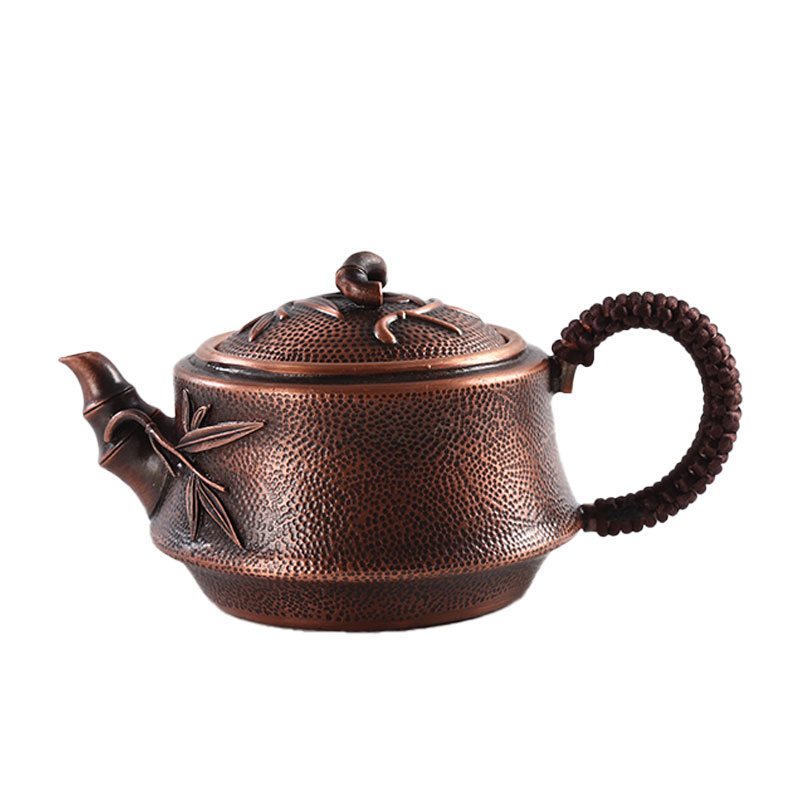 纯紫铜加厚侧把锤纹小号茶壶