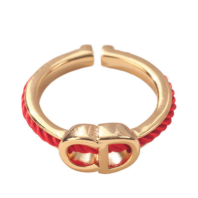 复古秋冬红色编织绳cd开口戒指女轻奢高级感本命年可调节食指戒