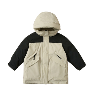 防风防泼水 90白鸭绒 工装风儿童连帽羽绒服 男女童保暖风衣外套
