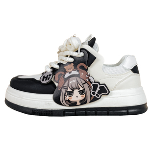 艾米与麦麦学生休闲厚底板鞋女2025新款春季原创可爱初中女生鞋子