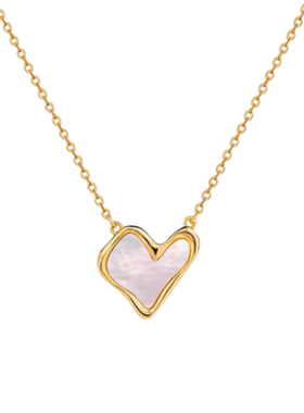 奶油爱心贝母项链温柔百搭锁骨链