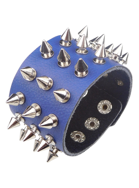 尖铆钉绿色贴皮荔枝纹软朋克手链