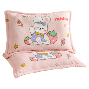 牛奶绒儿童枕套一对装30x50cm冬季珊瑚绒枕头套和枕芯整套小学生