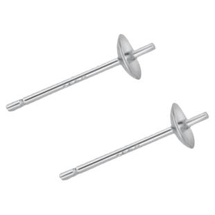 999纯银耳钉空托凹头珍珠托足银耳针珠盘配件手工DIY耳环饰品碗针