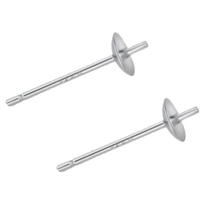 999纯银耳钉配件珍珠空托碗针DIY