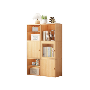 格子柜自由组合实木书柜学生家用书架一体靠墙可移动简易格子架子