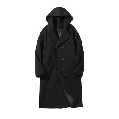 双排扣毛呢大衣男中长款呢子外套