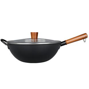 铁木真精铸铁釜铁锅炒锅老式无涂层不粘锅家用燃气灶电磁炉炒菜锅