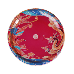 结婚一次性红色纸盘杯子食品级中式纸碟烫金加厚喜庆婚礼用品大全