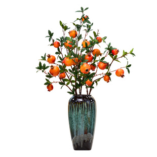 仿真花石榴果实树枝装饰客厅餐桌柿子假花摆设玄关干花束插花摆件