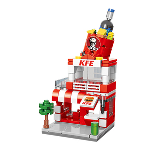 中国积木儿童益智拼装街景系列男孩拼插迷你模型城市房子拼图玩具