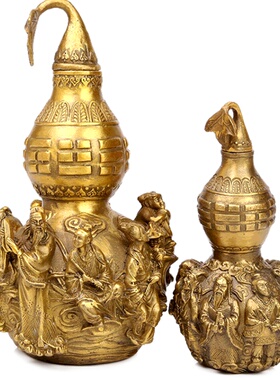 纯铜百草明咒葫芦招财开口空心